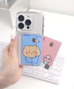 [2장수납] 변색방지 아이폰15 14 변색방지 젤하드 클리어 카드 케이스