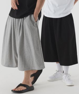 [2 PACK] 슈퍼 와이드 스웨트 버뮤다팬츠 (2color)