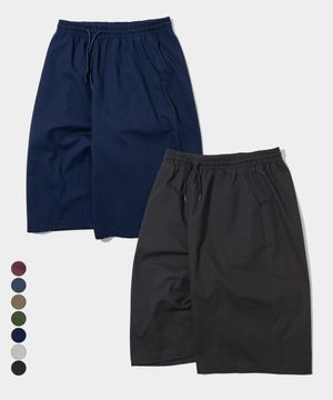 [2PACK] 버뮤다 와이드 유니섹스 하프 코튼 밴딩 쇼츠 팬츠