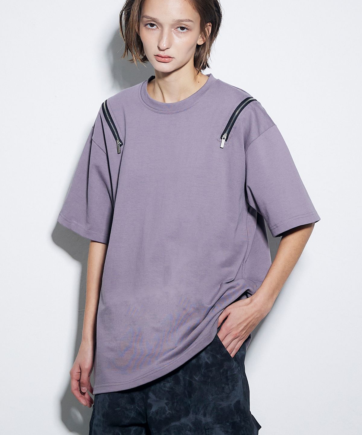 에피소드 언타이틀(EPISODE UNTITLED) DOUBLE ZIPPER T-SHIRT_PURPLE