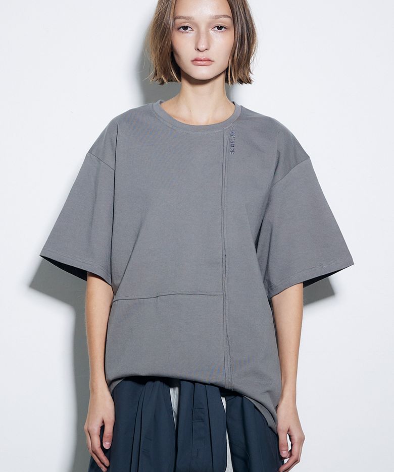 NEEDLEPOINT & PATCH T-SHIRT_STONE