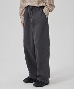 BIO WASHING 와이드 면 스판 팬츠_GRAY