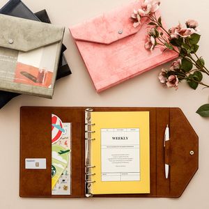 [각인] 가죽 아날로그 만년 6공 다이어리 + 볼펜 세트 5color