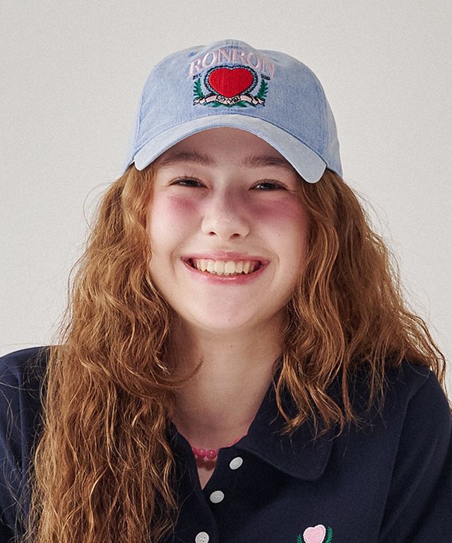 ★RONRON★ HEART LAUREL BALL CAP BLUE MUSINSA | RONRON HEART LAUREL BALL CAP BLUE