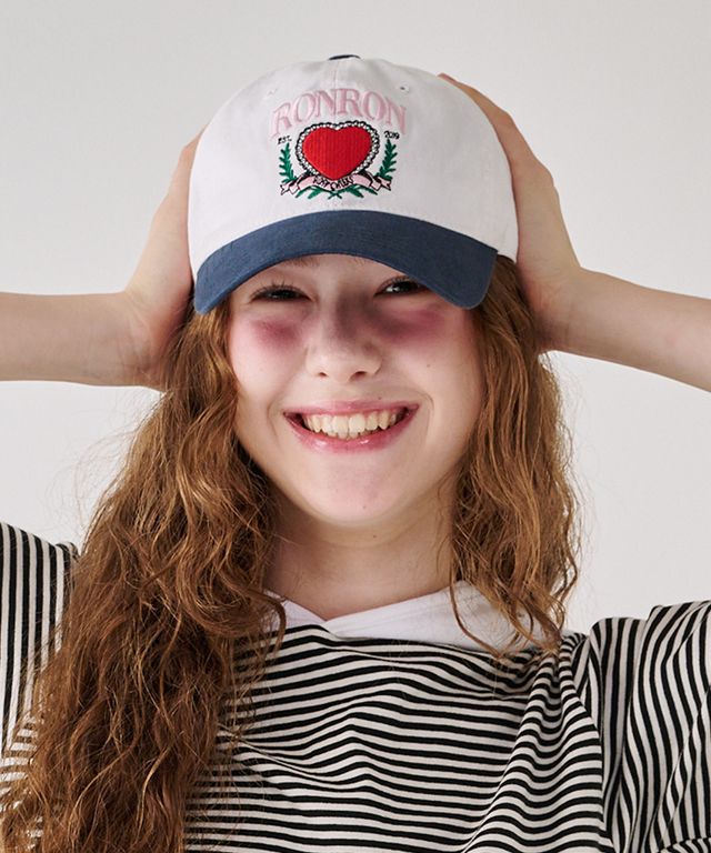 ★2024SS新作★RONRON★HEART LAUREL BALL CAP MUSINSA | RONRON HEART LAUREL BALL CAP WHITE NAVY