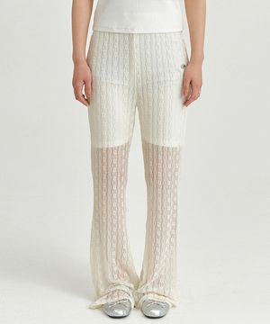 레이어드 레이스 팬츠 - 크림