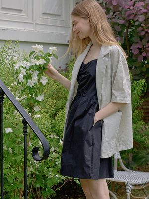 Stripe Overfit Short Sleeve Jacket - CREAM