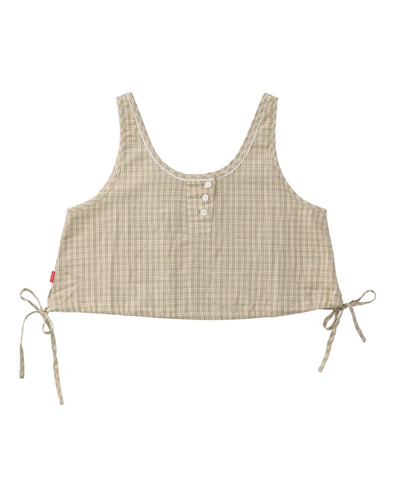W U-NECK HEM STRING SLEEVELESS [2 COLOR]