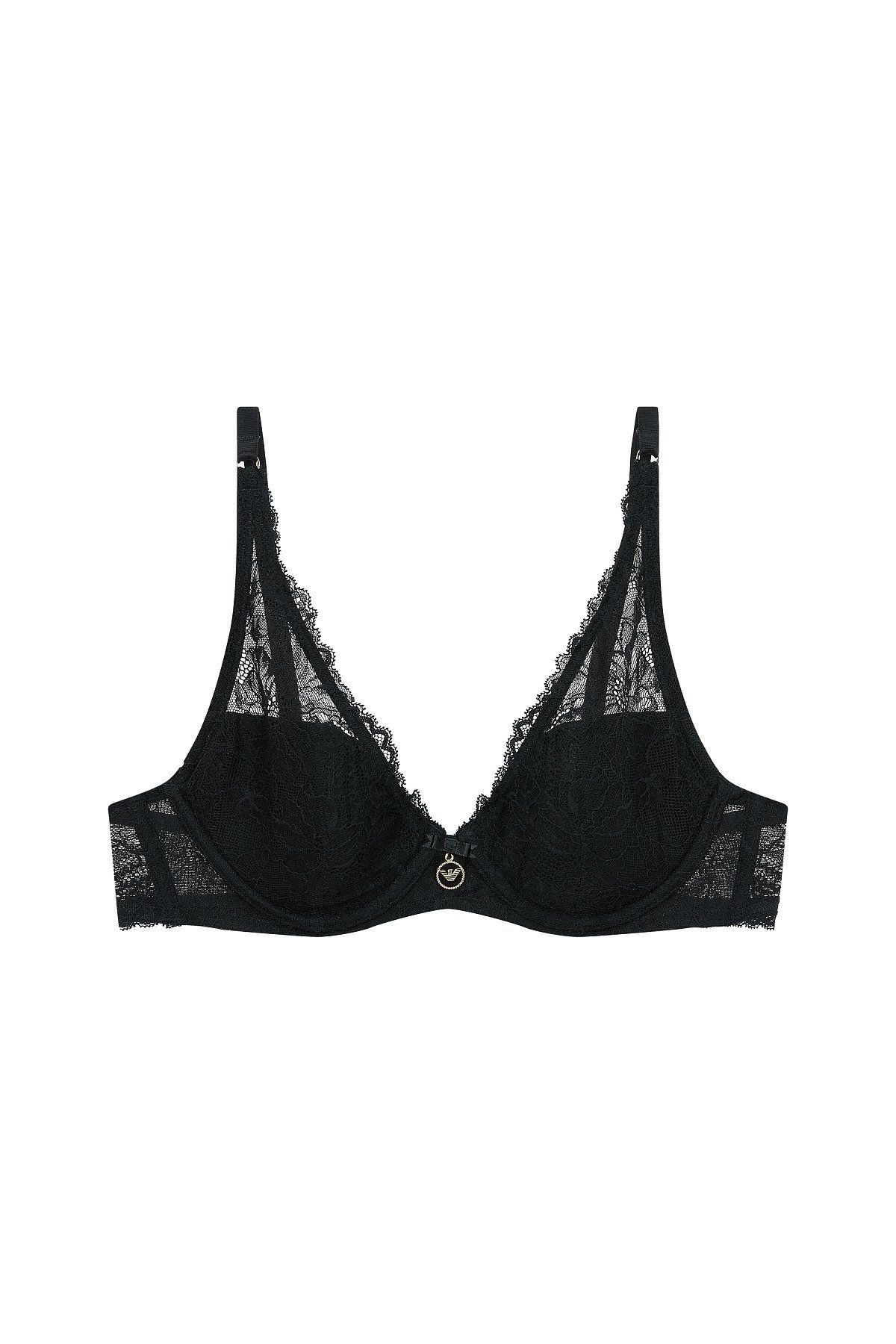엠포리오 아르마니 언더웨어(EMPORIO ARMANI UNDERWEAR) 플라워 레이스 패디드 브라_블랙_0824185506