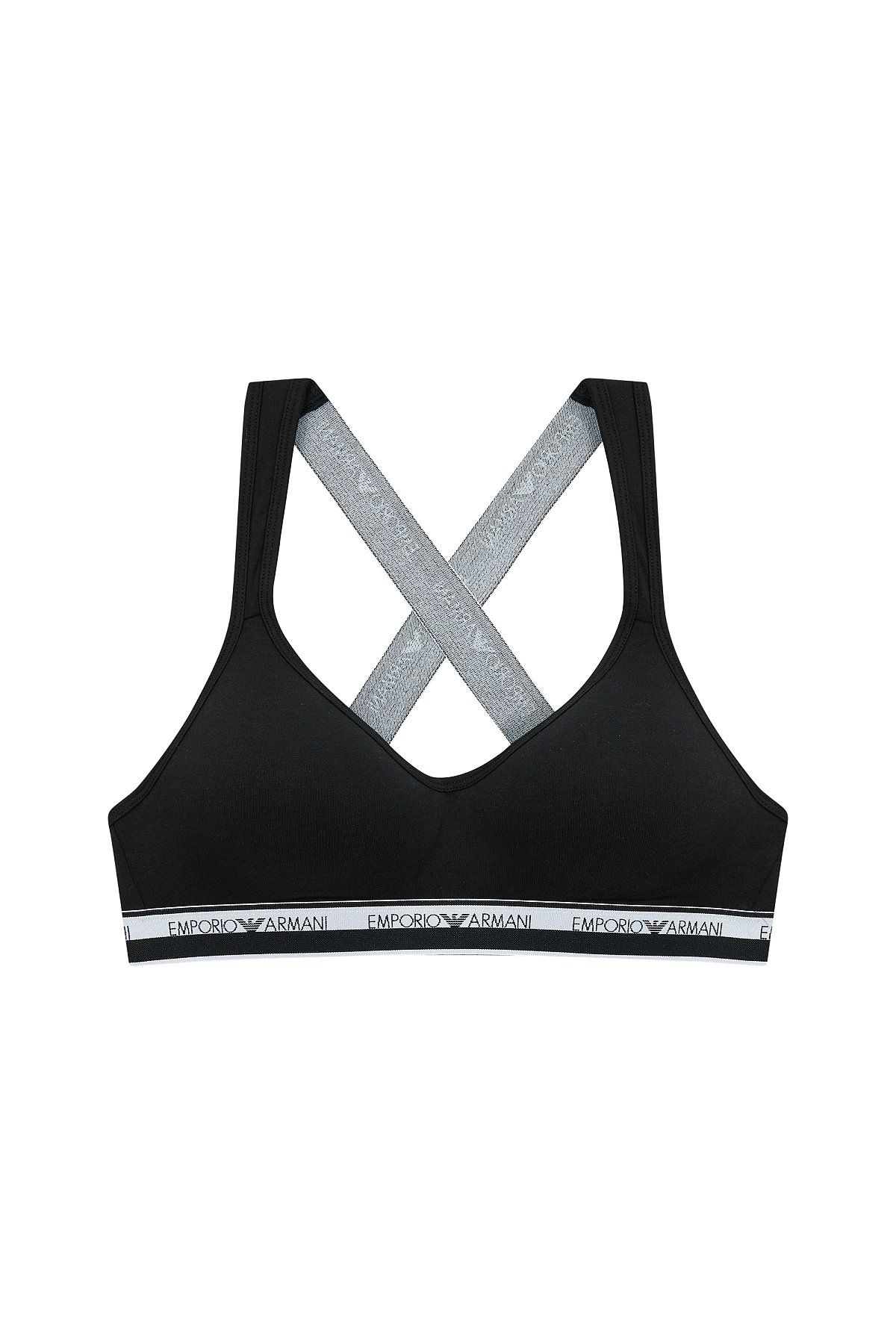 엠포리오 아르마니 언더웨어(EMPORIO ARMANI UNDERWEAR) 여성 로고 라인 밴딩 브라렛 브라_블랙_0824181516