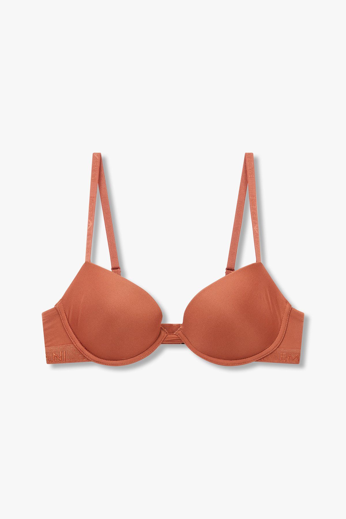 엠포리오 아르마니 언더웨어(EMPORIO ARMANI UNDERWEAR) 여성 자수 로고 밴딩 푸쉬업 브라_브라운_0824185522