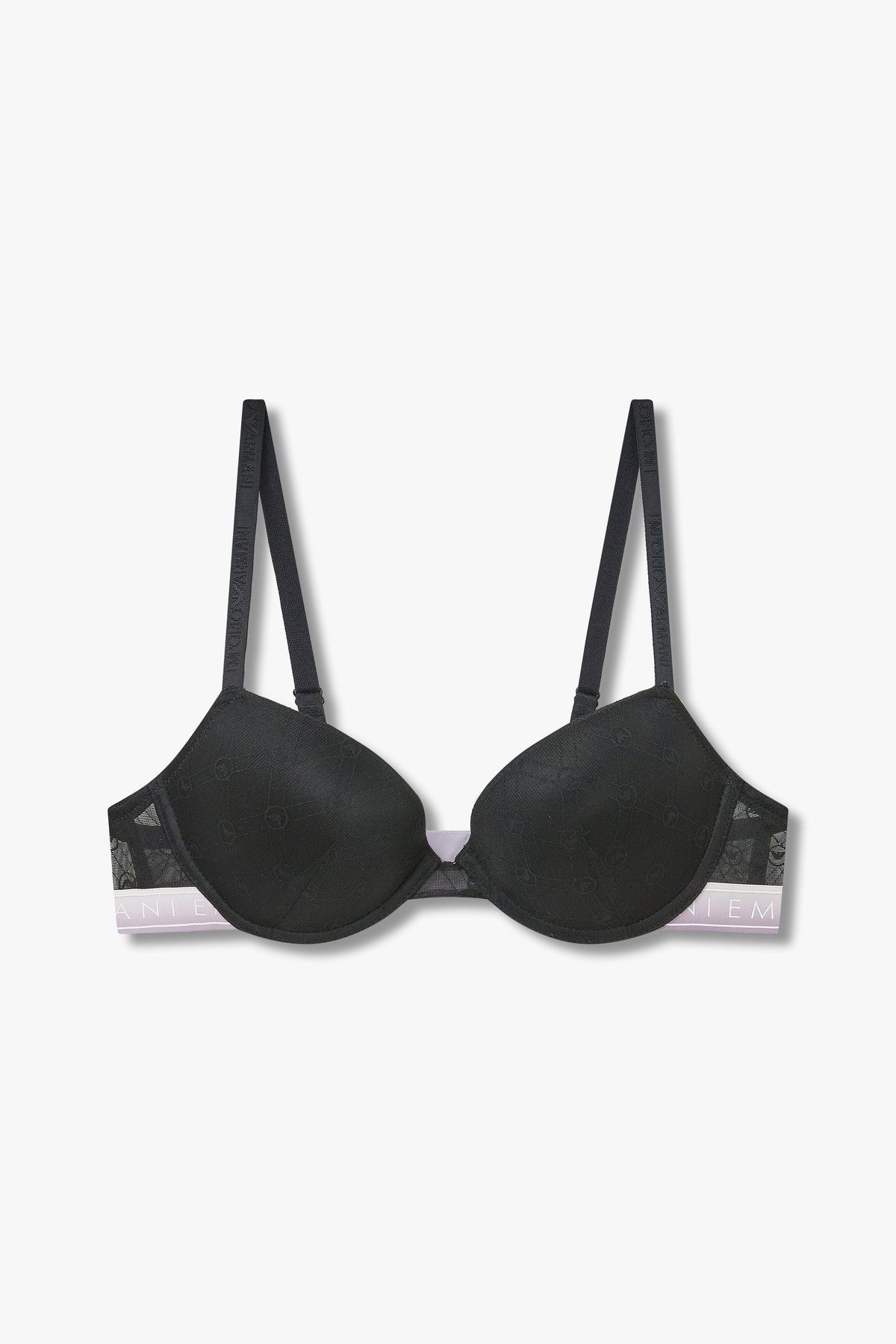 엠포리오 아르마니 언더웨어(EMPORIO ARMANI UNDERWEAR) 여성 이글 패턴 메쉬 푸쉬업 브라_블랙_0824185504