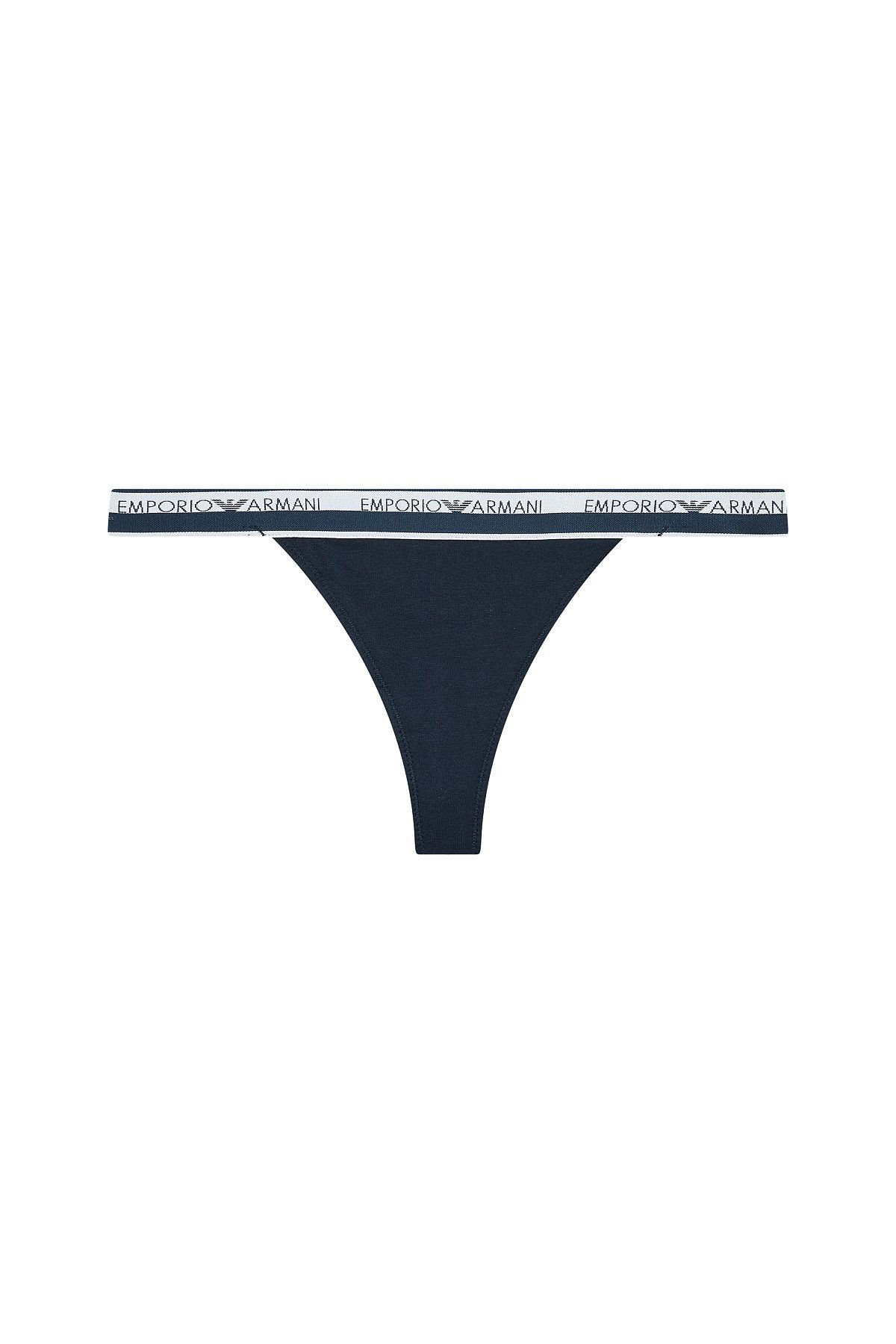 엠포리오 아르마니 언더웨어(EMPORIO ARMANI UNDERWEAR) 여성 로고 라인 밴드 티팬티_마린_0824110517