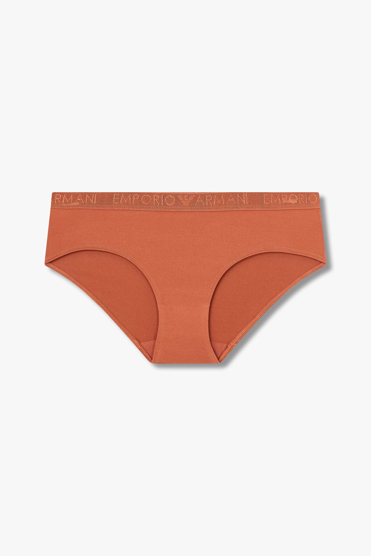 엠포리오 아르마니 언더웨어(EMPORIO ARMANI UNDERWEAR) 여성 엠보 자수 로고 밴딩 브리프_브라운_0824111533