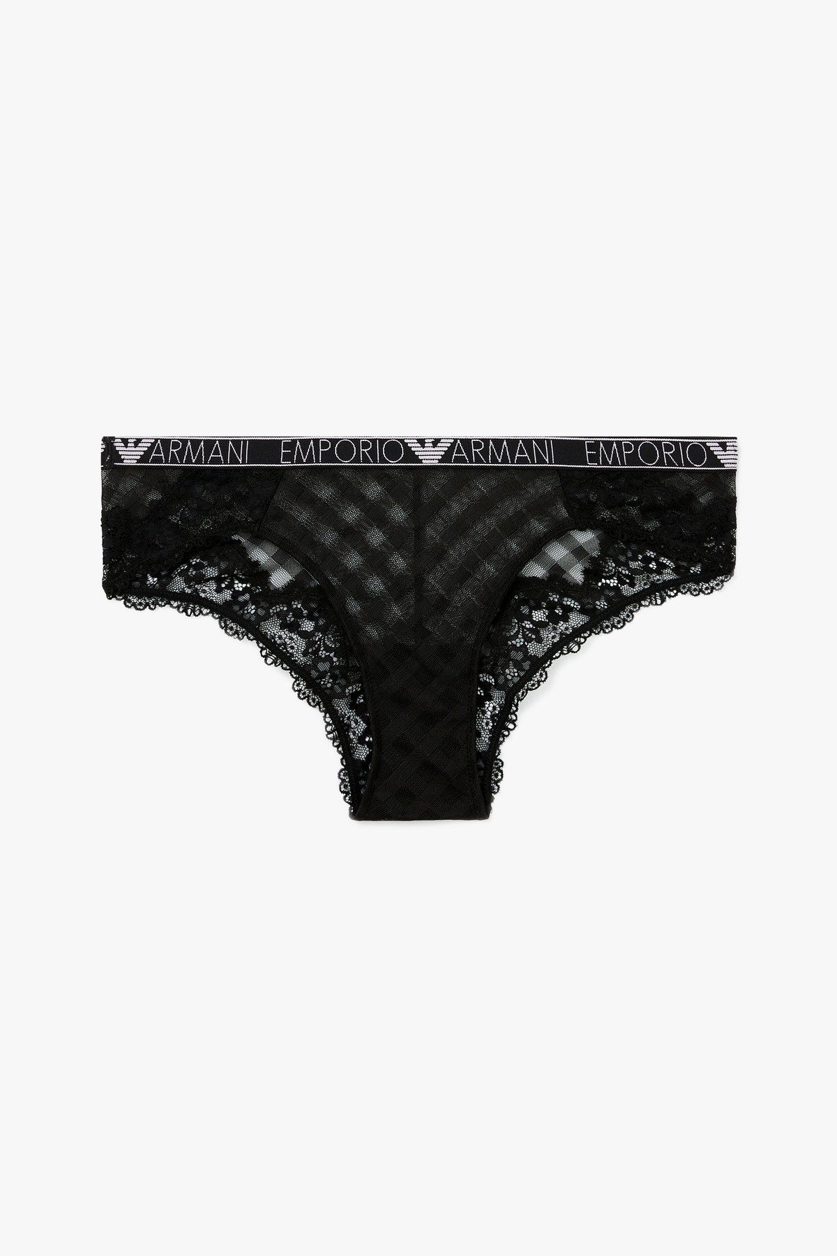 엠포리오 아르마니 언더웨어(EMPORIO ARMANI UNDERWEAR) 여성 체크 패턴 메쉬 레이스 브리프_블랙_0824111510
