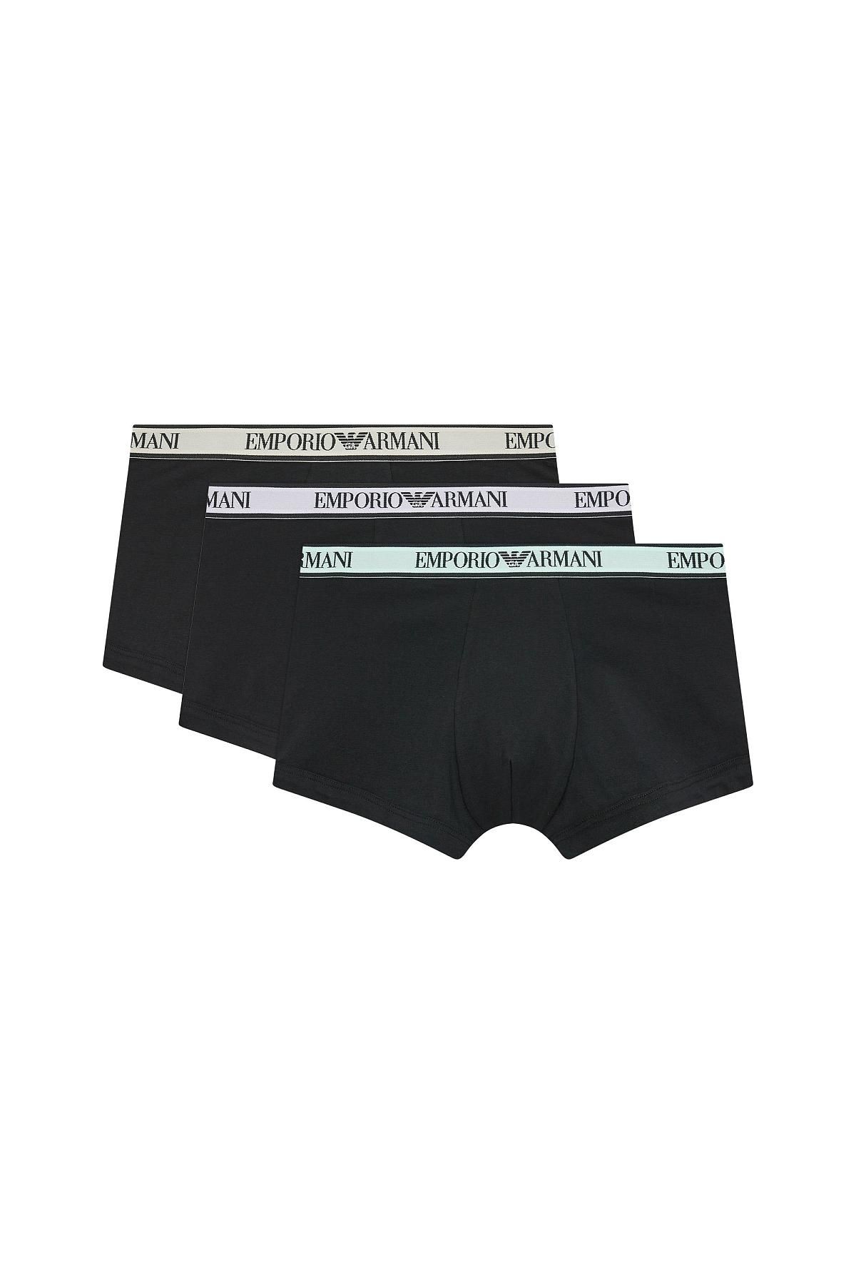 엠포리오 아르마니 언더웨어(EMPORIO ARMANI UNDERWEAR) 남성 로고 밴딩 솔리드 드로즈 3PACK_블랙_08M4163507