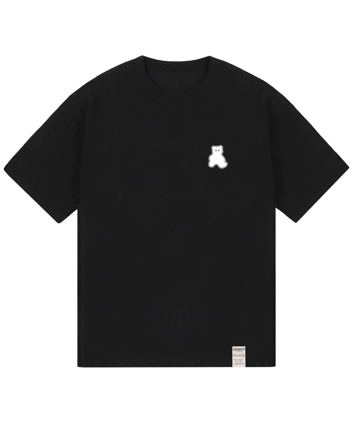 그레이버(GRAVER) [UNISEX]스몰 도트 실루엣 베어 반팔티_블랙