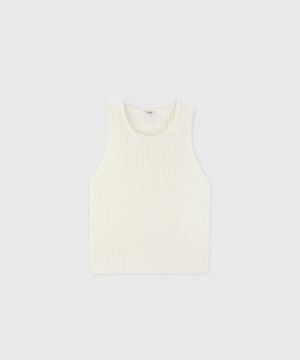 CORD COTTON SLEEVELESS KNIT TOP EGG WHITE