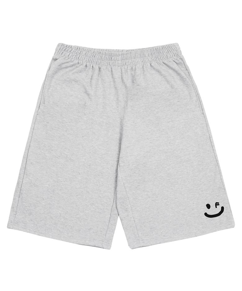 [UNISEX]스몰 드로잉스마일 버뮤다 트레이닝 반바지_그레이