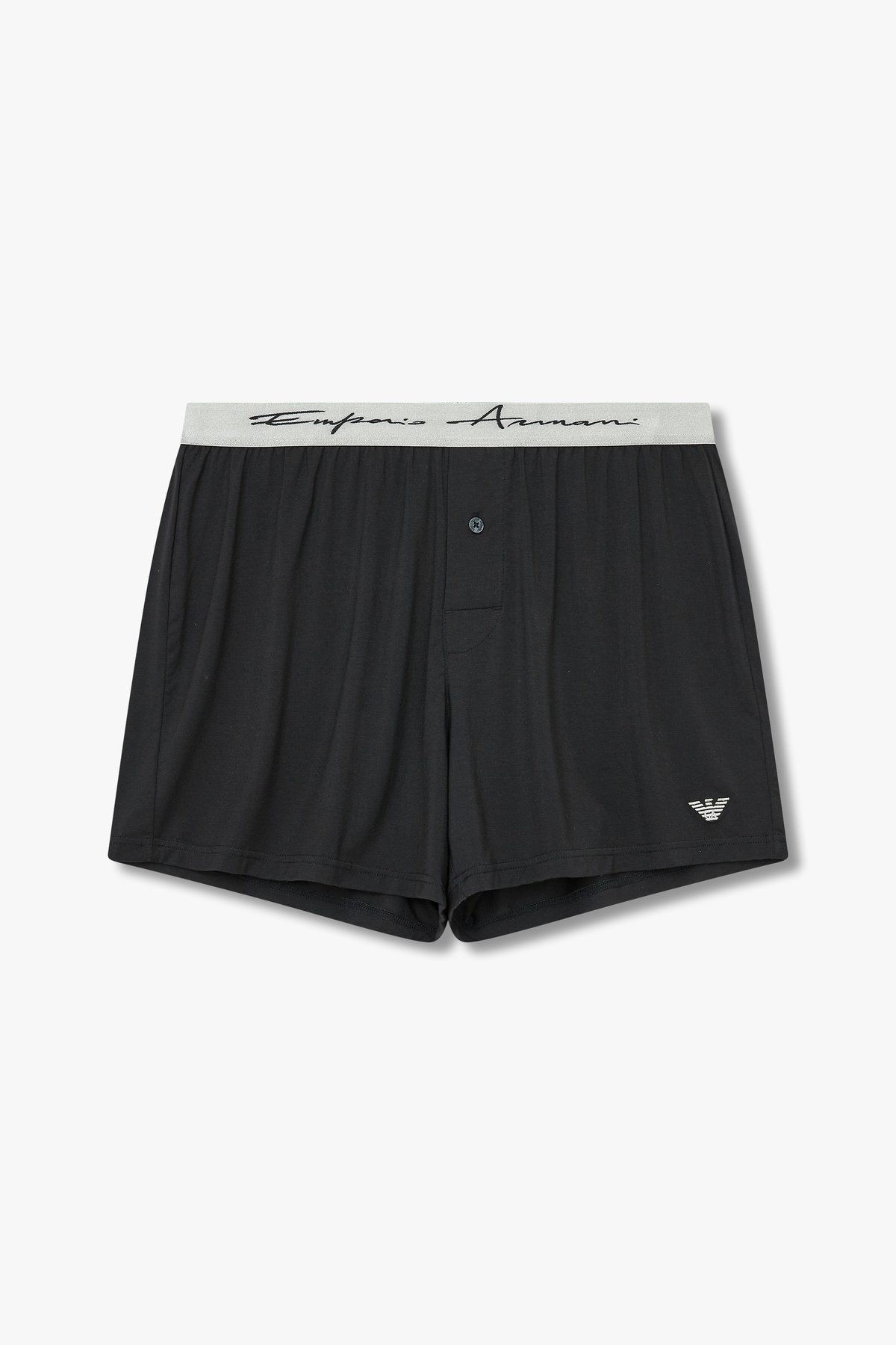 엠포리오 아르마니 언더웨어(EMPORIO ARMANI UNDERWEAR) 남성 이글 로고 자수 레이온 트렁크_블랙_0814112094