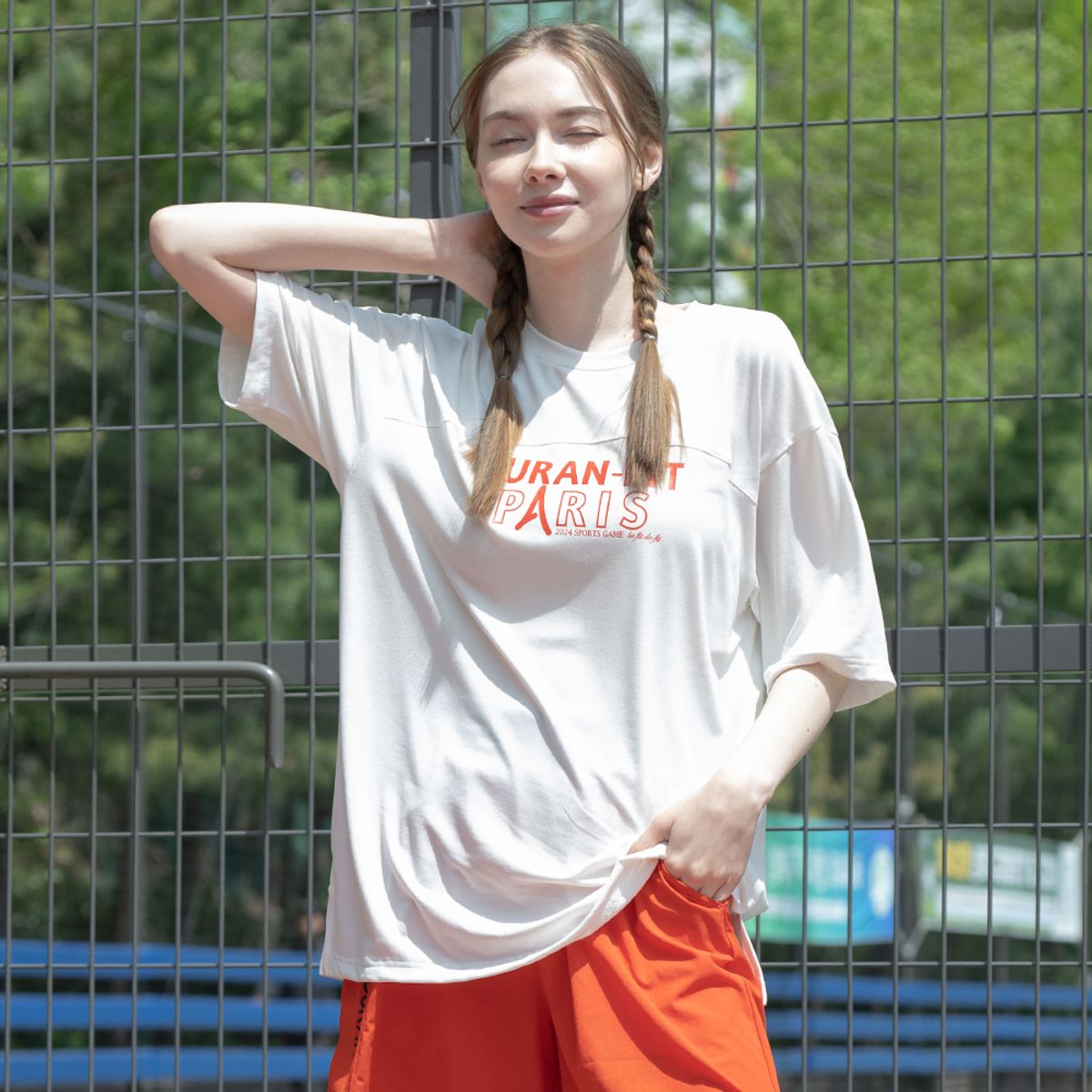 뒤란(DURAN) 올데이 오버핏 커버업 로고 티셔츠 DTF4W-3073 4colors