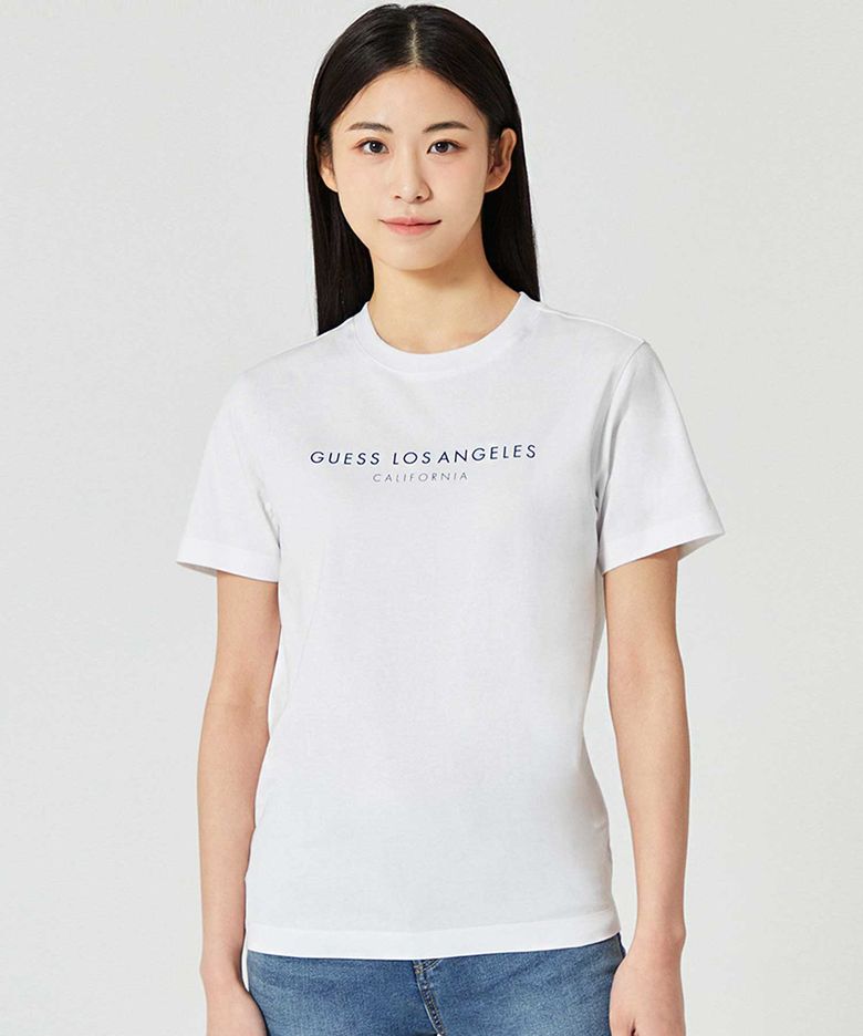 남녀공용 일자 중앙 로고 반팔티