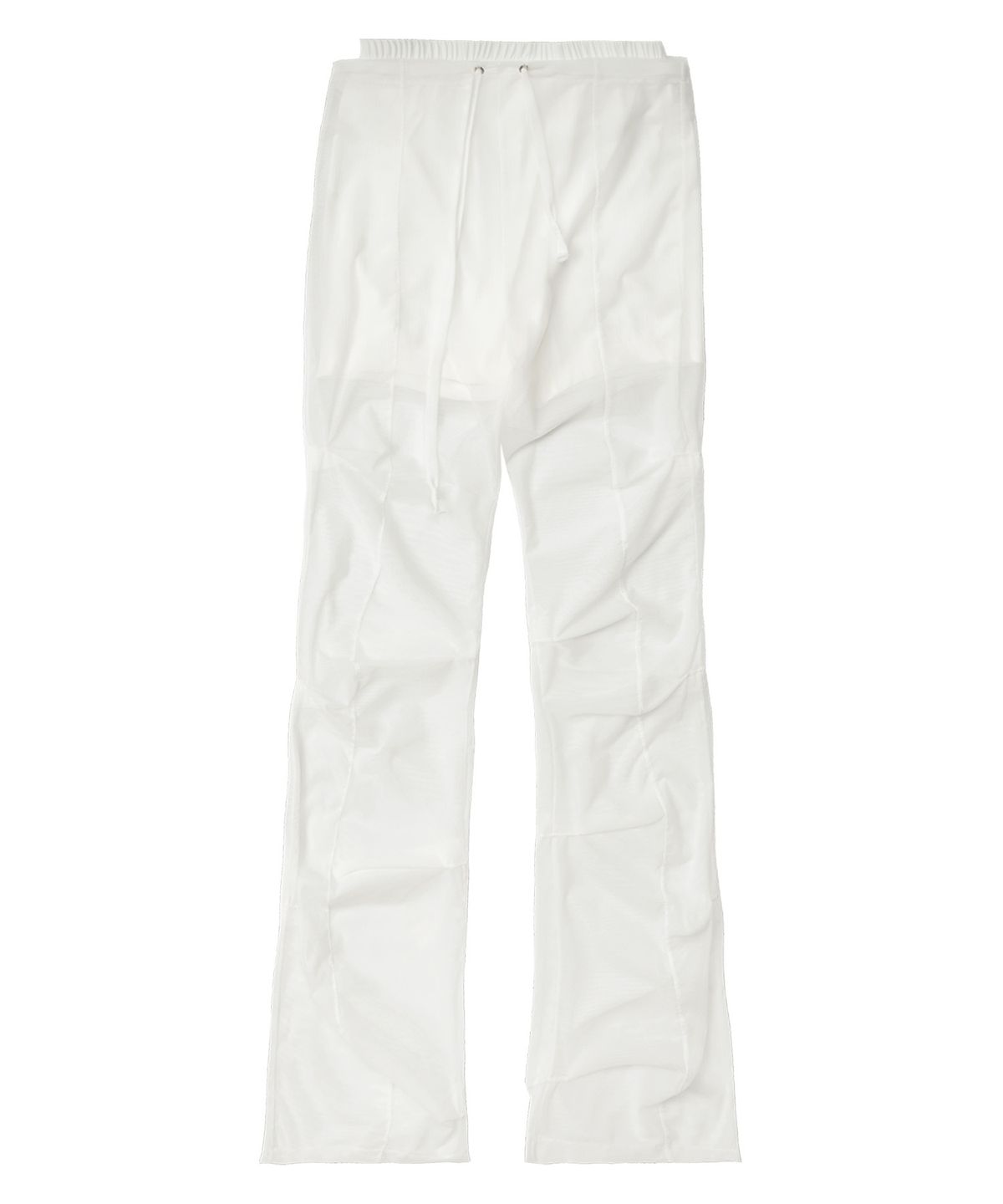 오호스(OJOS) Sheer Over Tuck Pants / White
