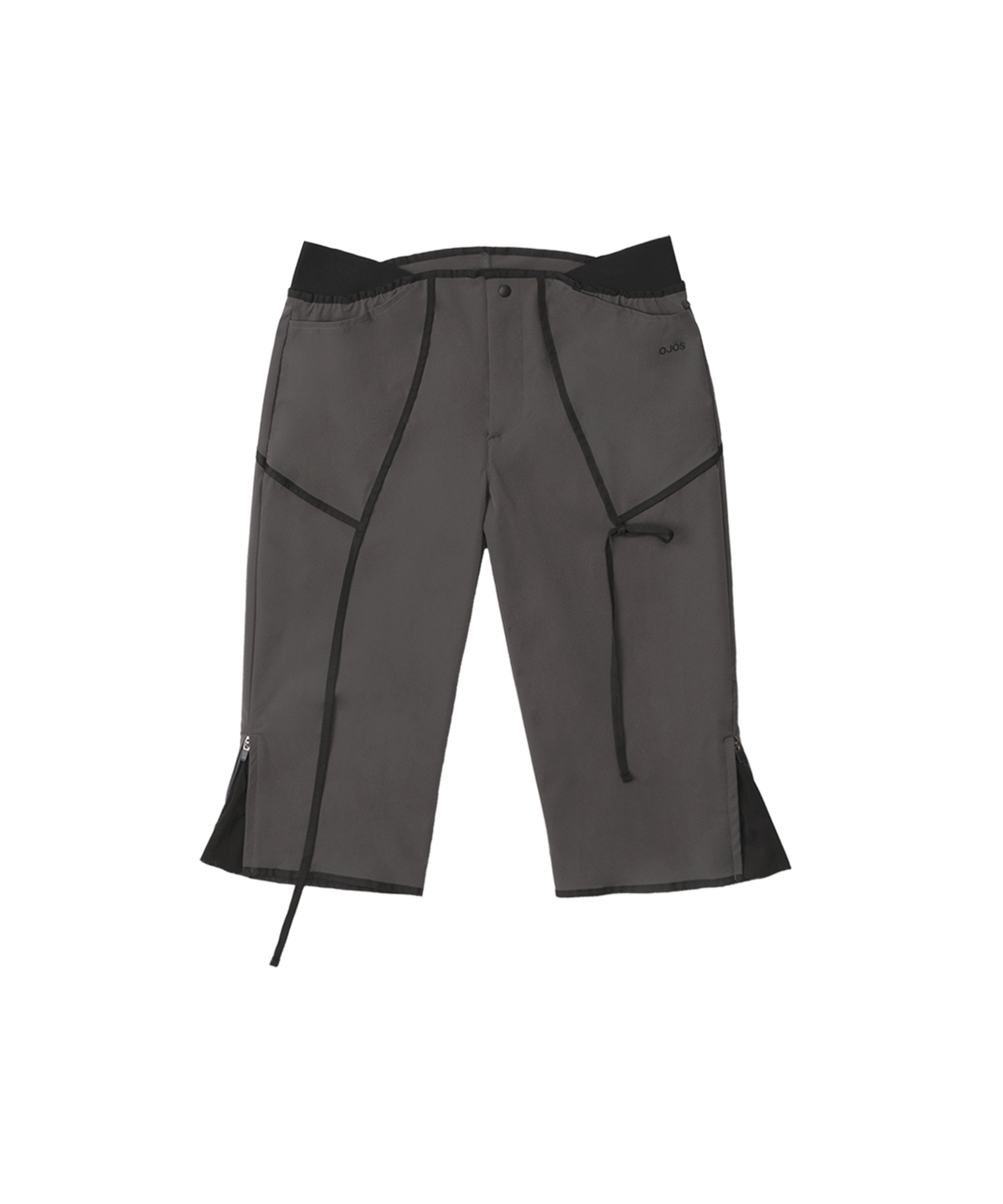 오호스(OJOS) Strap Trimming Capri Pants / Charcoal