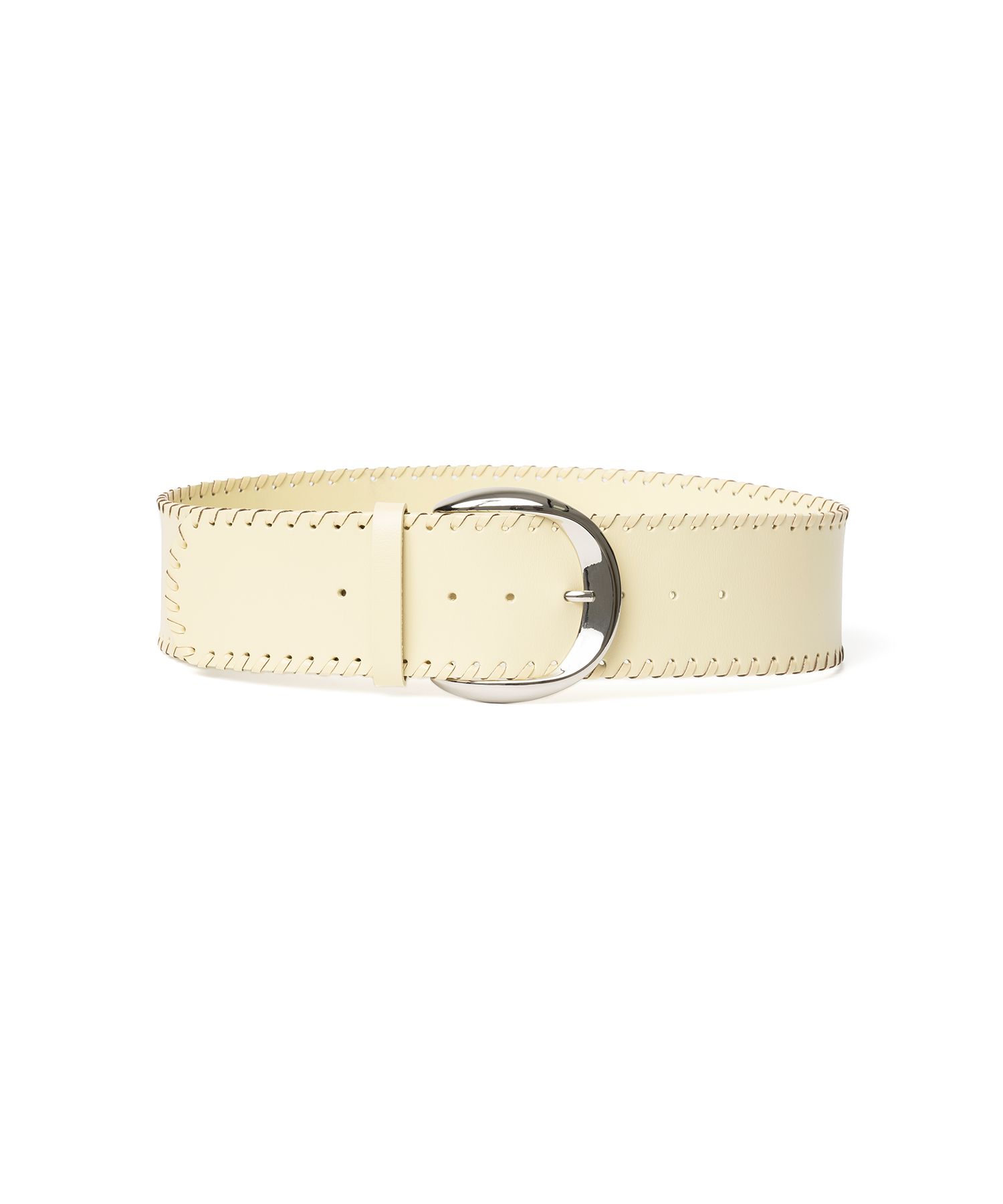 MUSINSA MILLO WOMEN Wide Stitch Leather Belt [Butter]