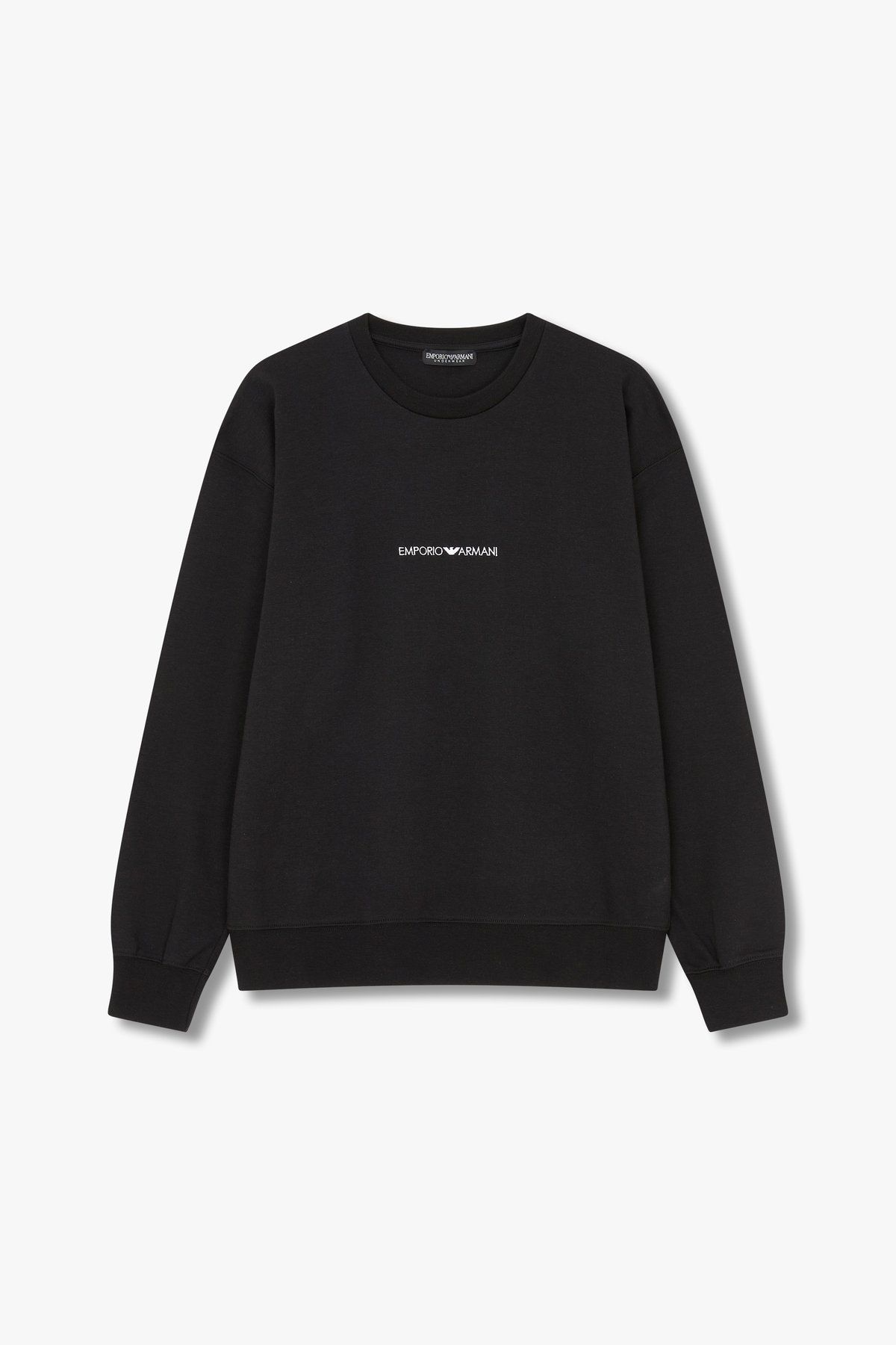 엠포리오 아르마니 언더웨어(EMPORIO ARMANI UNDERWEAR) 여성 로고 자수 라운지 맨투맨_블랙_0824136504