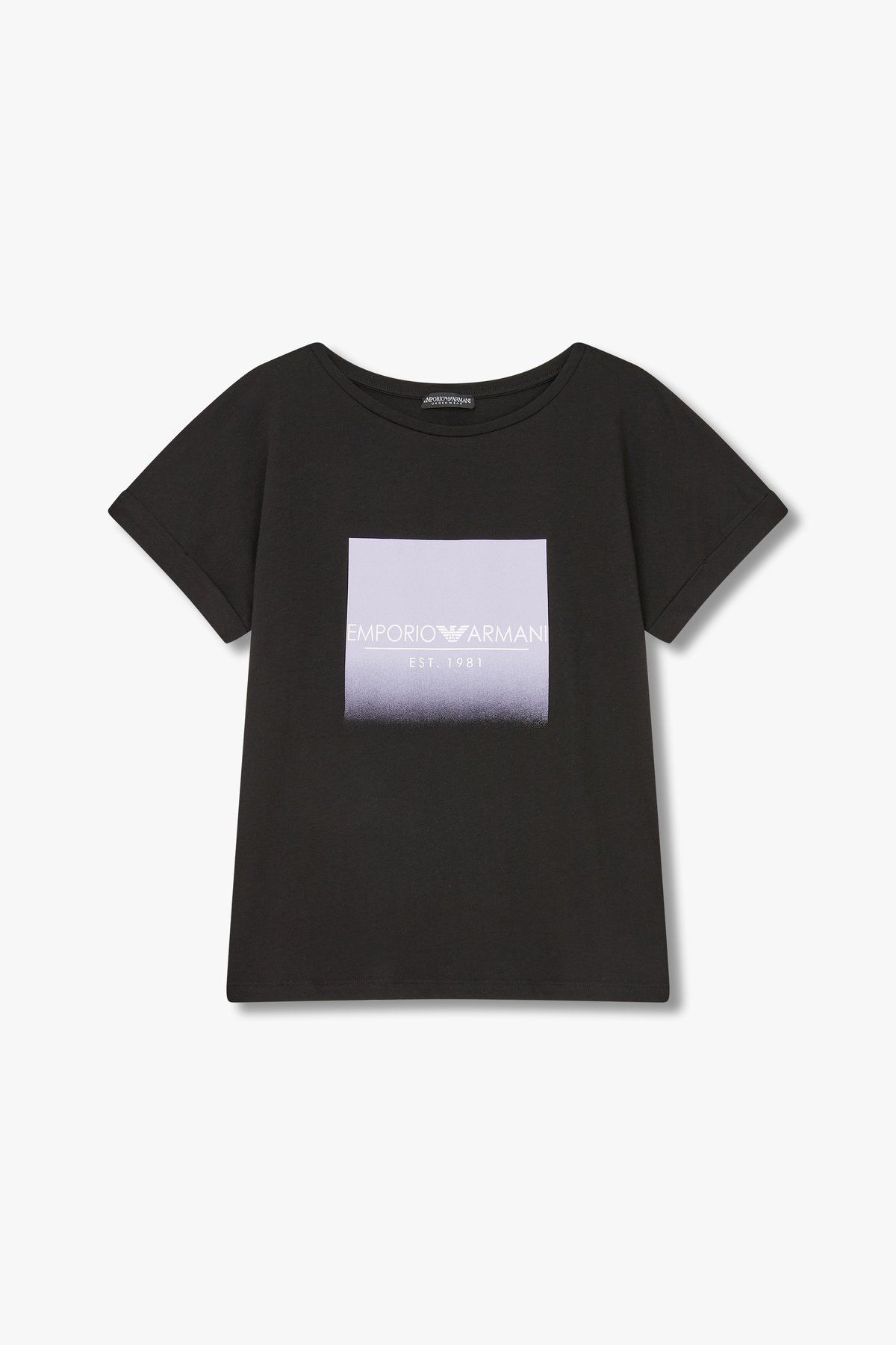 엠포리오 아르마니 언더웨어(EMPORIO ARMANI UNDERWEAR) 여성 페이드아웃 로고 라운지 티셔츠_블랙_0824114510