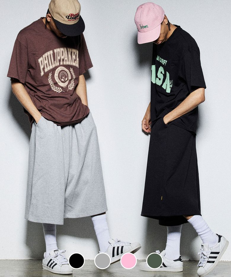 [2PACK] 버뮤다 자이언트 원턱 스웨트 9부 팬츠 2PACK