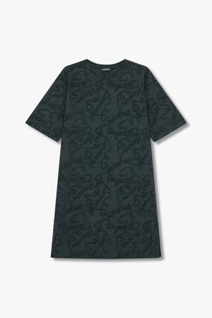 여성 테리 패턴 비치웨어 드레스_블랙_0824119506