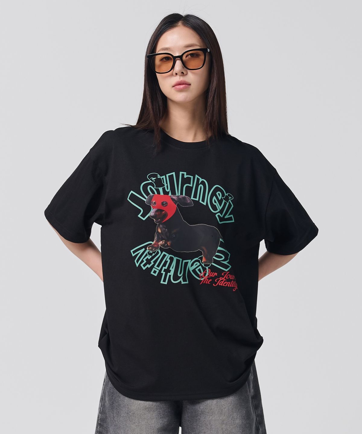 오언더알(OUNDERR) MASK PUPPY TEE 오버핏 반팔티셔츠 [검정]