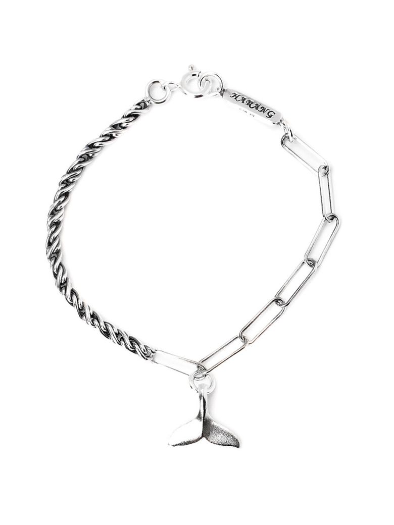 HR 111B_Whale Tail Half & Half Chain Bracelet