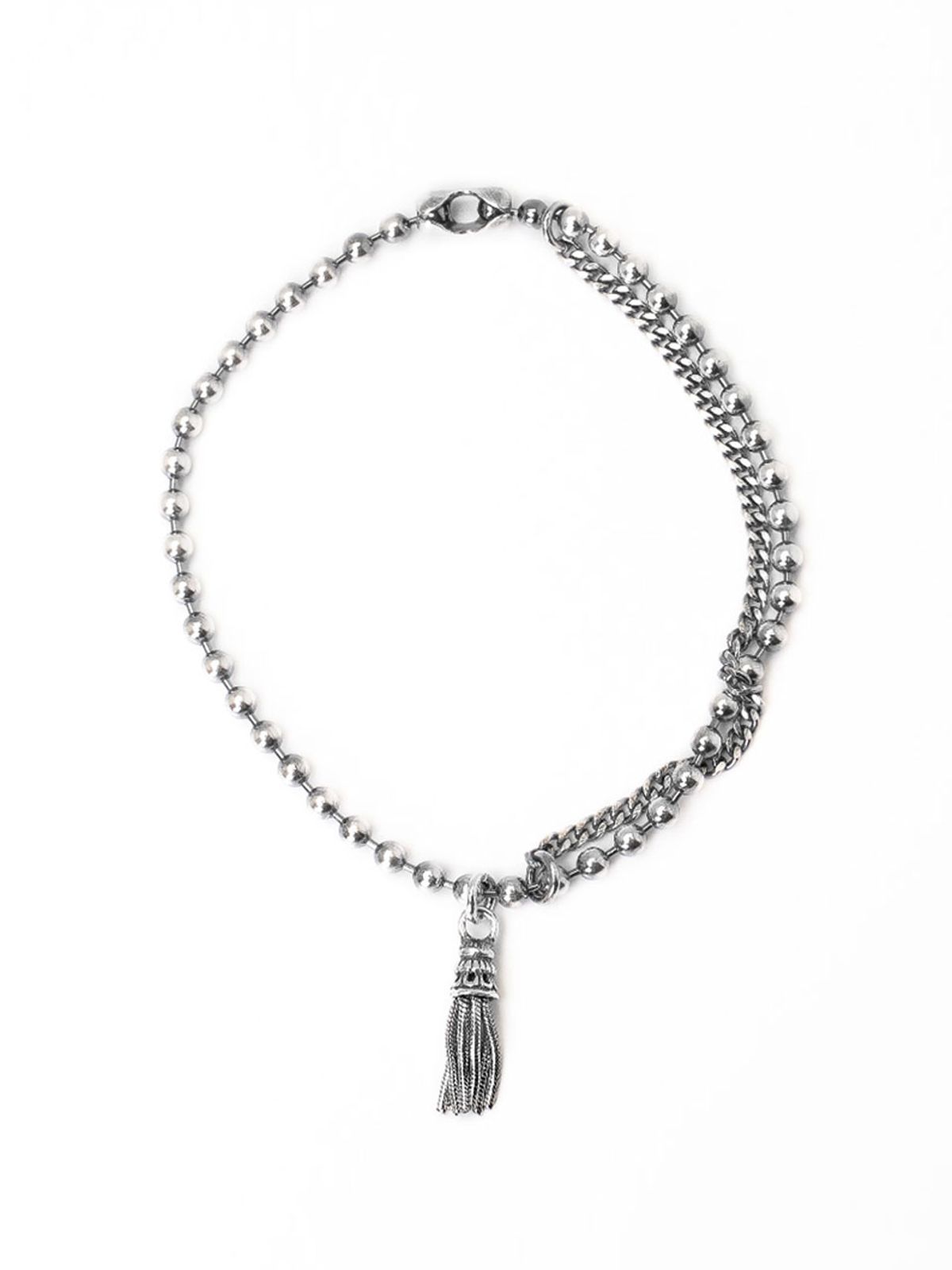 하랑(HARANG) HR 115B_Tassel Silver Layered Ball Chain Bracelet