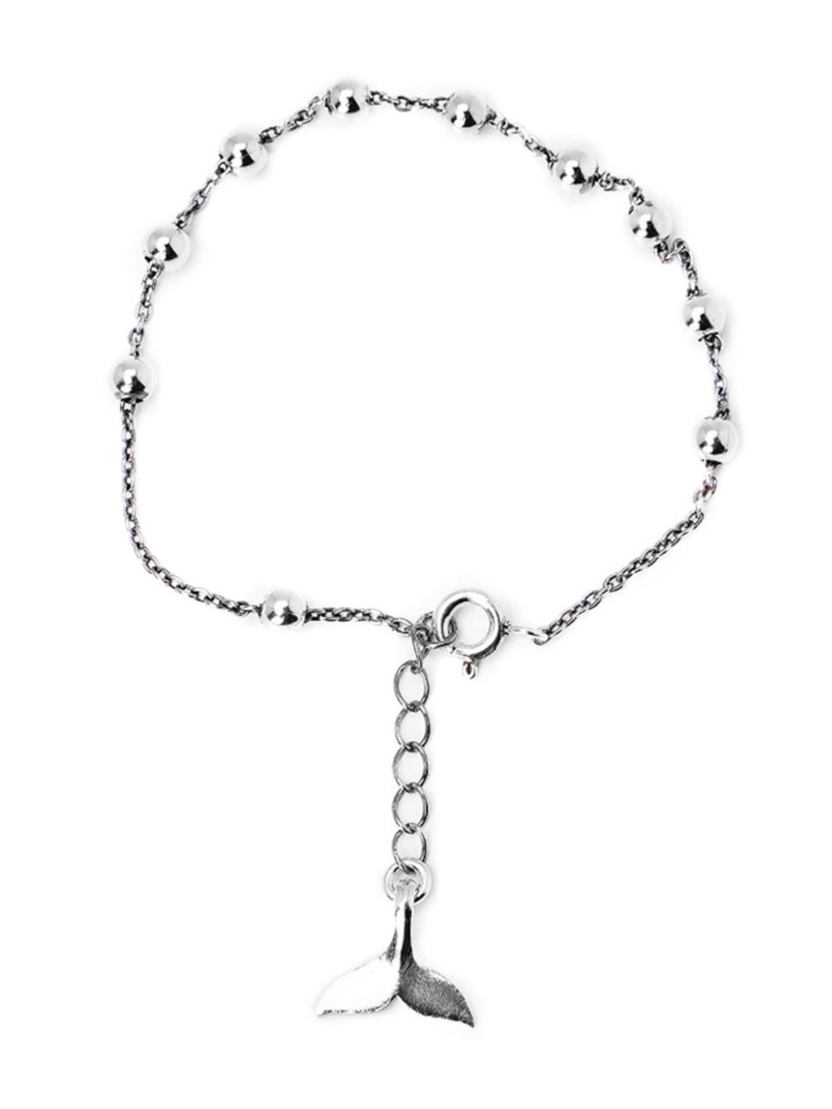 하랑(HARANG) HR 118B_Whale Tail Pendant Silver Ball Chain Bracelet
