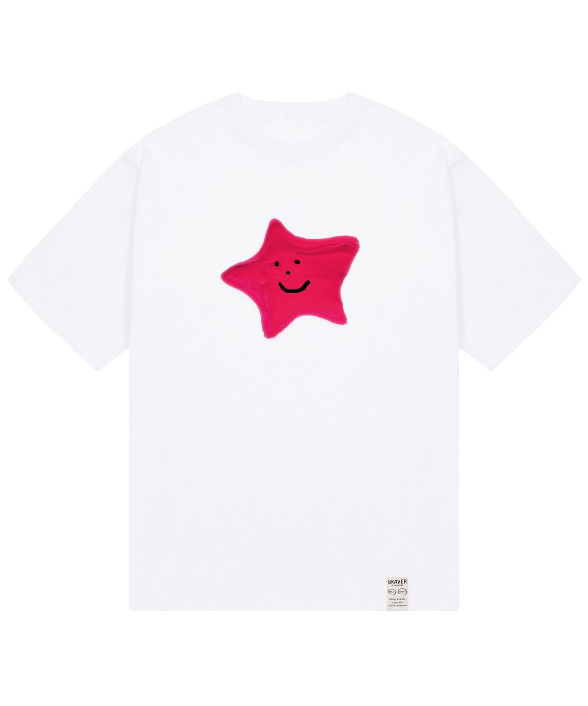 그레이버(GRAVER) [UNISEX]패인팅 스타 스마일 반팔티_화이트