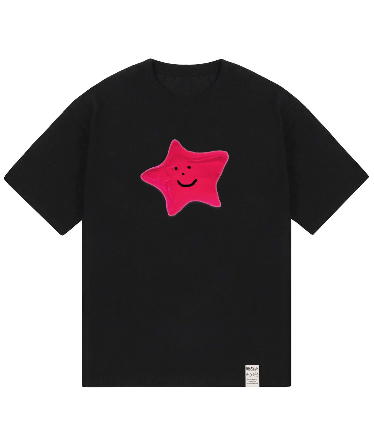 그레이버(GRAVER) [UNISEX]패인팅 스타 스마일 반팔티_블랙