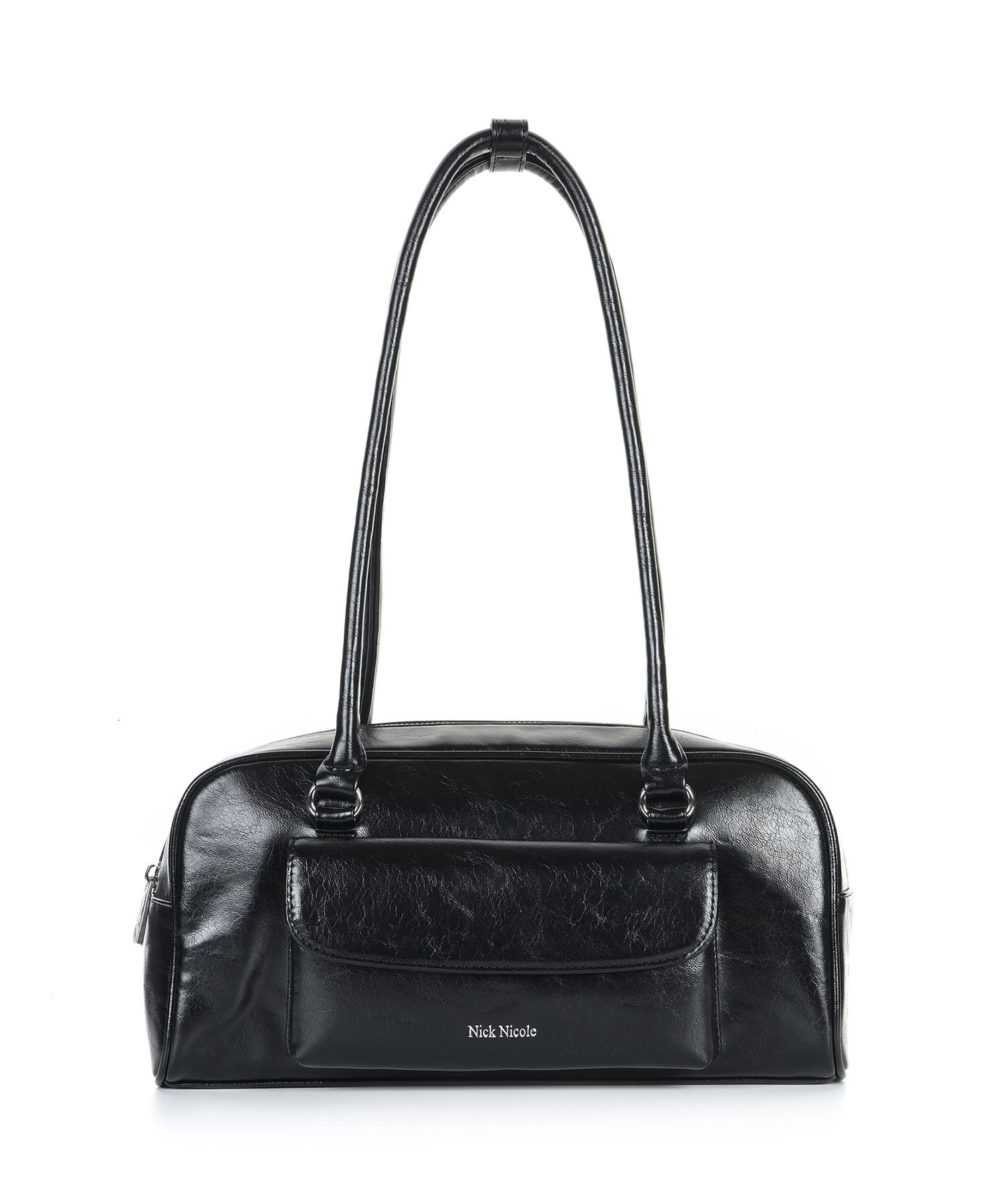 MUSINSA | NICK&NICOLE NICOLE POCKET LEATHER BAGUETTE BAG_BLACK
