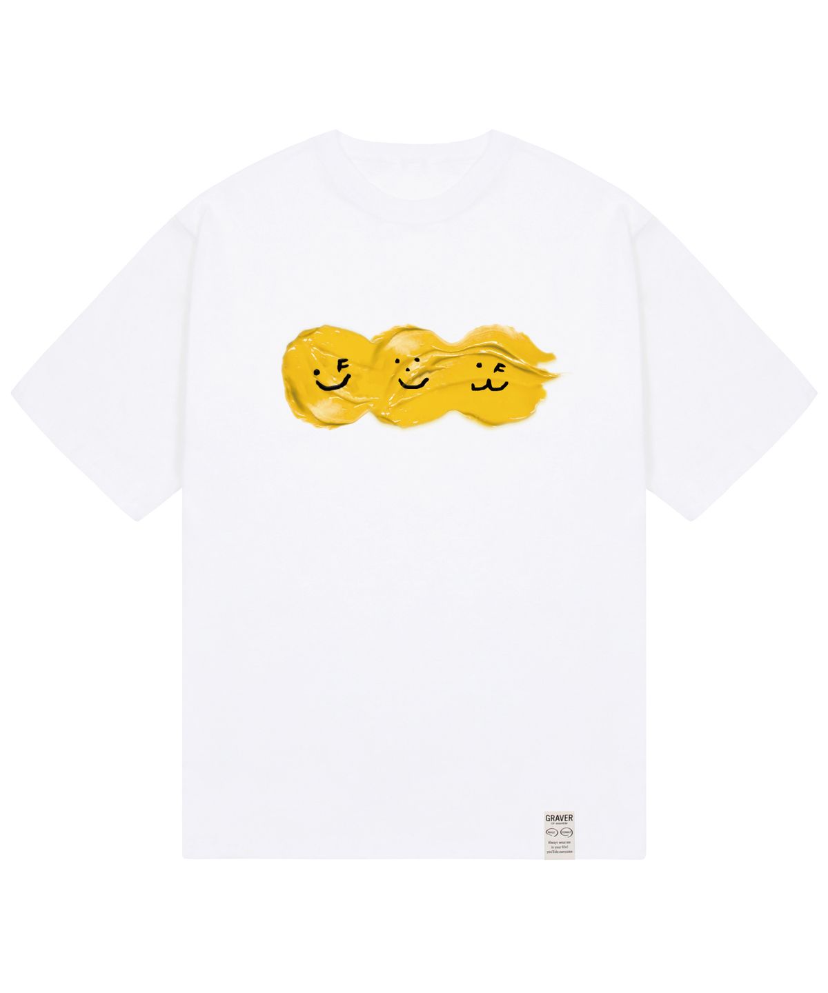 그레이버(GRAVER) [UNISEX]패인팅 3스마일 반팔티_화이트