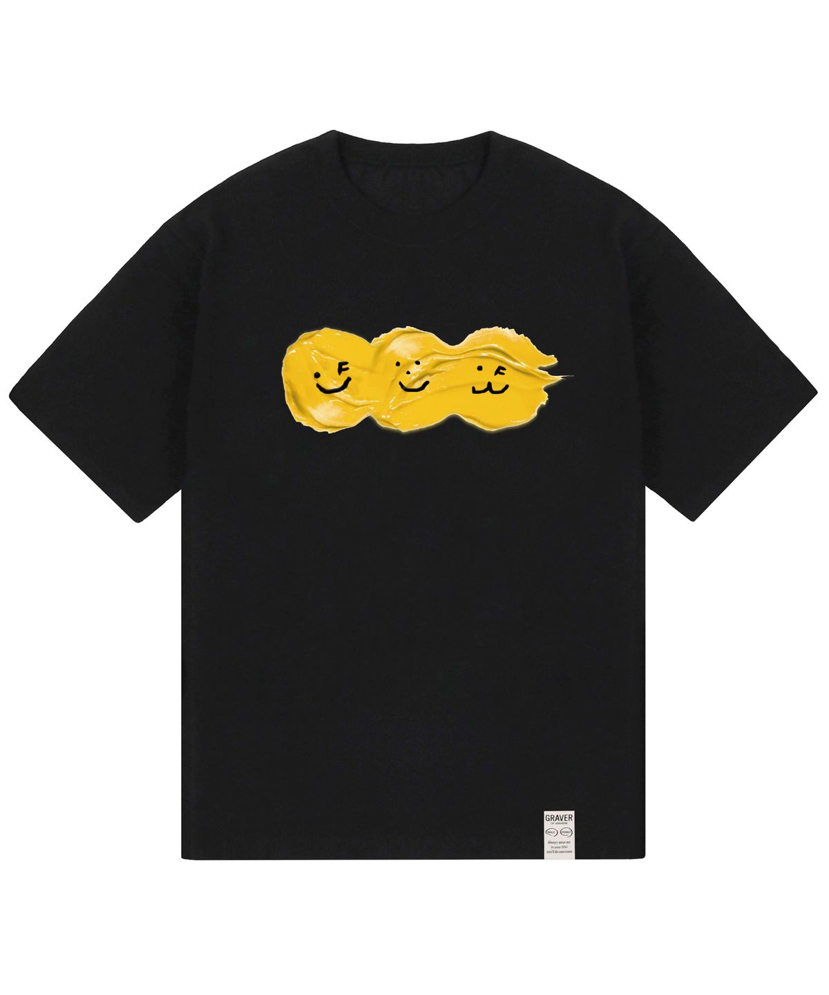 그레이버(GRAVER) [UNISEX]패인팅 3스마일 반팔티_블랙