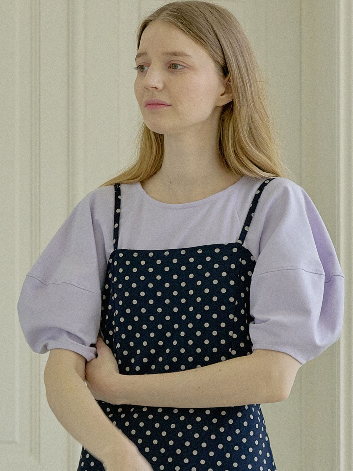 아방(AVANT-G) Big Puff Sleeve T-shirt - LAVENDER