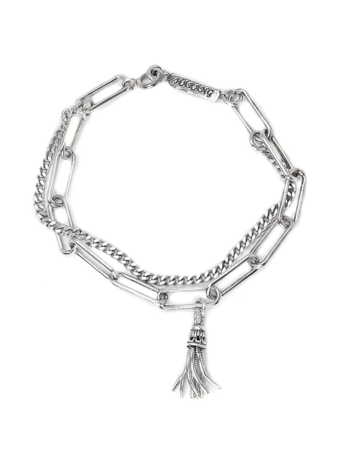 하랑(HARANG) HR 155B_Silver Double Chain Tassel Bracelet