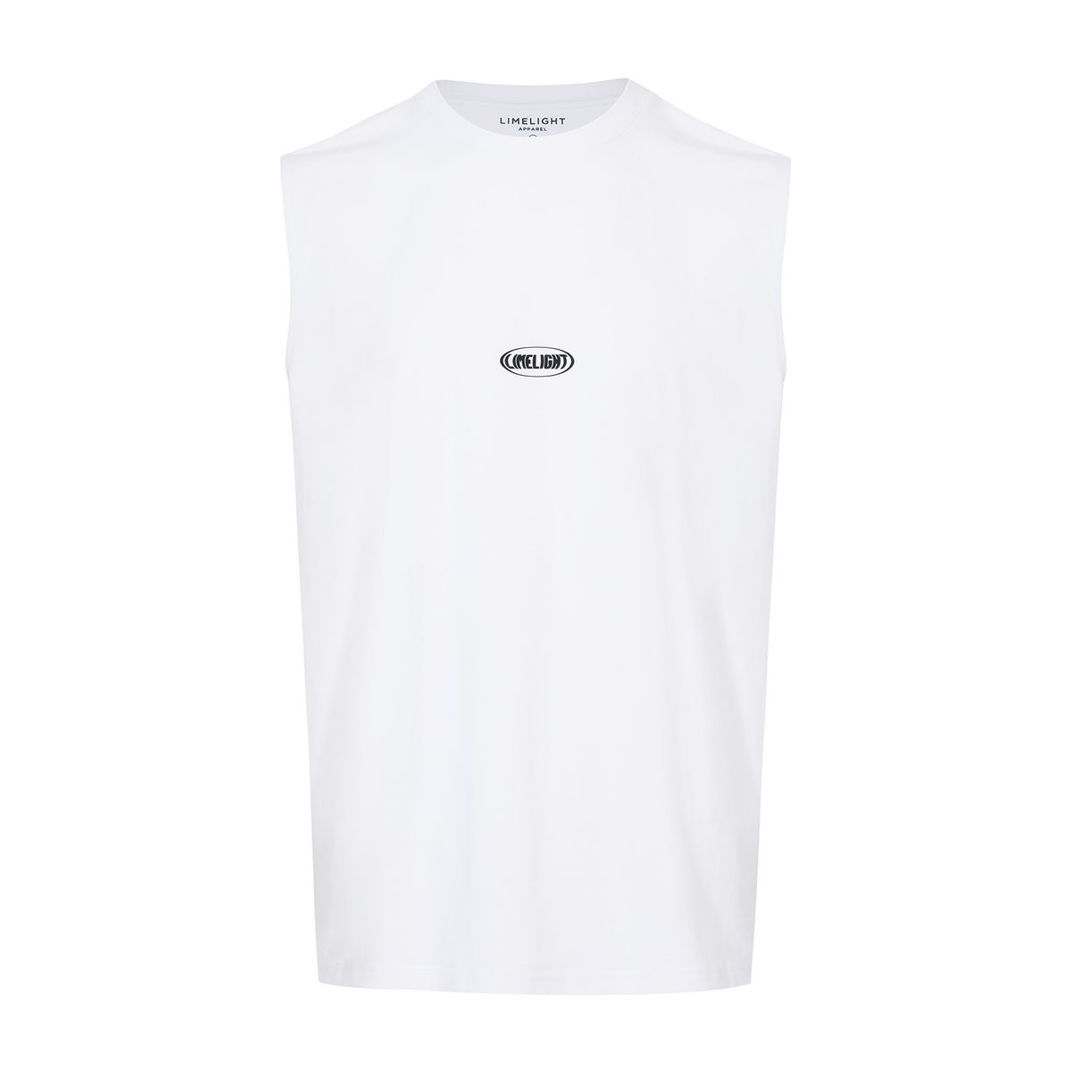 라임라잇 어패럴(LIMELIGHT APPAREL) 어패럴 오발 로고 민소매 티셔츠 (화이트/블랙)