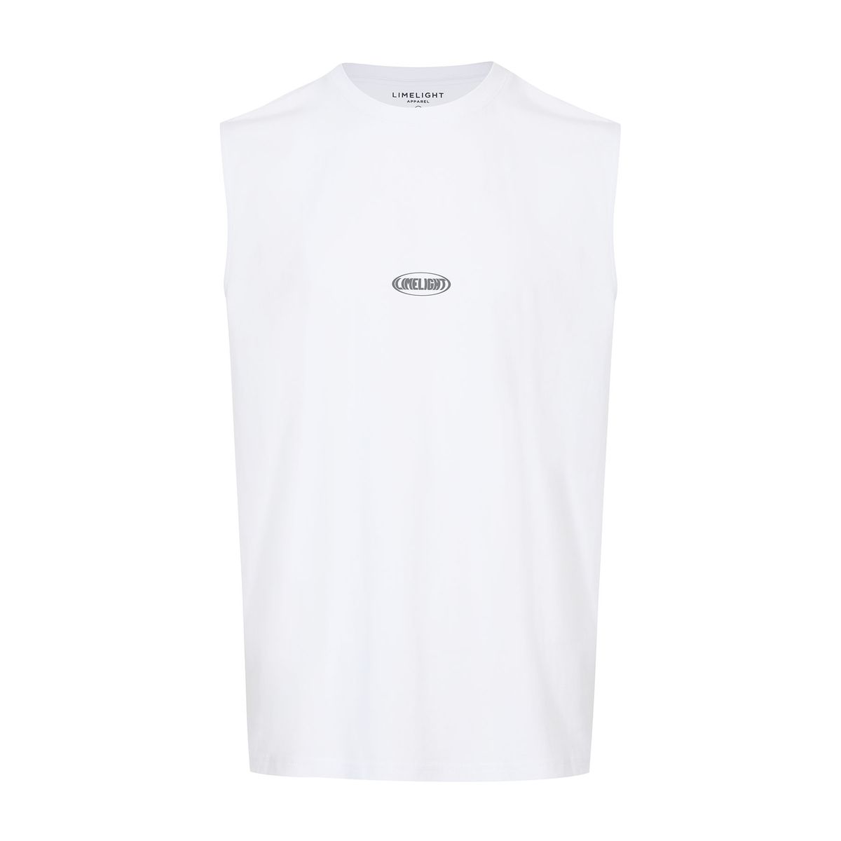 라임라잇 어패럴(LIMELIGHT APPAREL) 어패럴 오발 로고 민소매 티셔츠 (화이트/그레이)