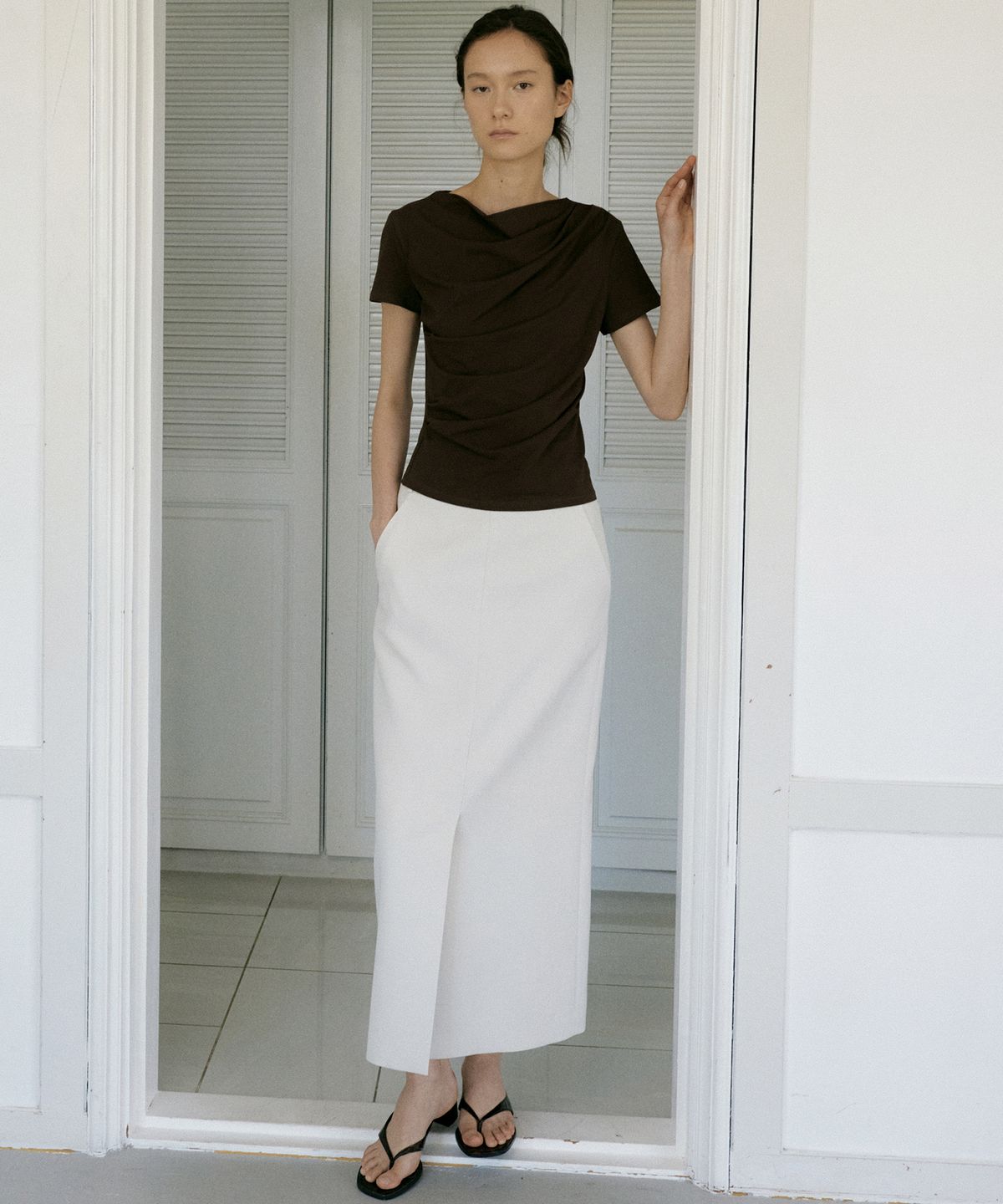 오떼뜨(OCTETTE) DRAPE HALF SLEEVE T_4COLOR