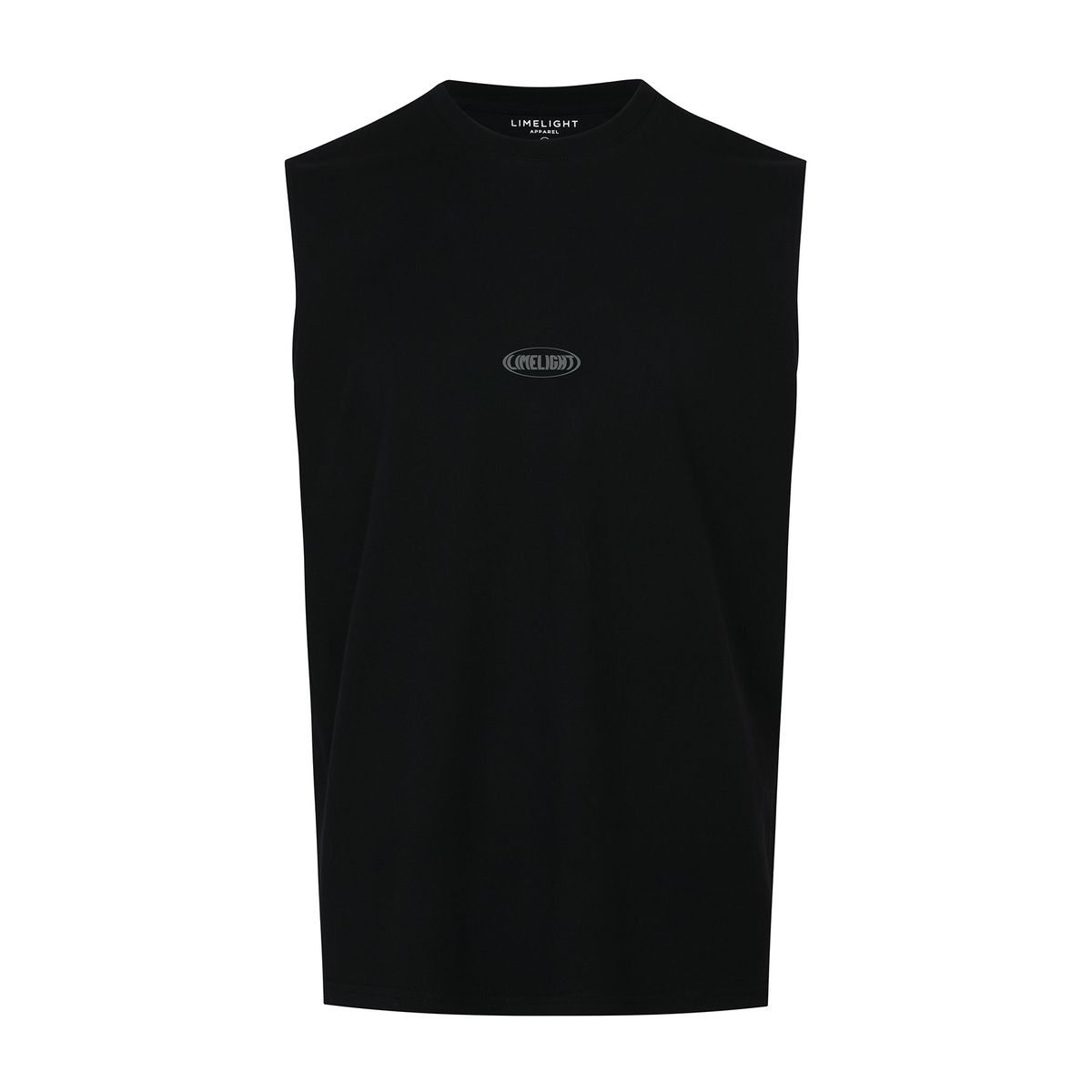 라임라잇 어패럴(LIMELIGHT APPAREL) 어패럴 오발 로고 민소매 티셔츠 (블랙/그레이)