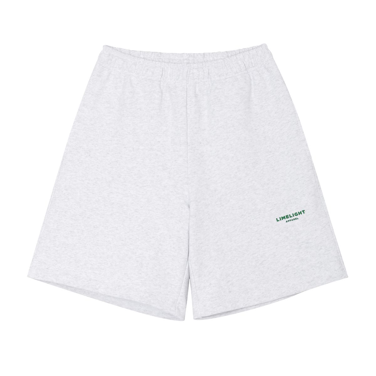 라임라잇 어패럴(LIMELIGHT APPAREL) 어패럴 심플 로고 헤비 쇼츠 (애쉬그레이/그린)
