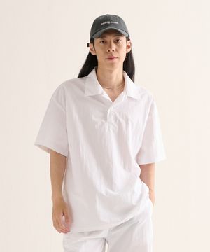 스탠다드 나일론 하프 카라 아노락 (화이트)